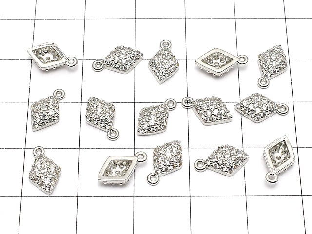 Metal Parts charm with CZ Diamond Shape11x6mm Silver Color 2pcs $2.79!