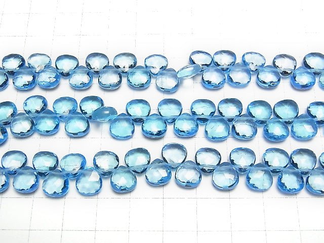 Hochwertiger Schweizer blauer Topas AAA Kastanien-facettiert Briolette 8 x 8 x 4 mm 2 Stück oder 1 Strang Perlen (ca. 4 Zoll / 11 cm)