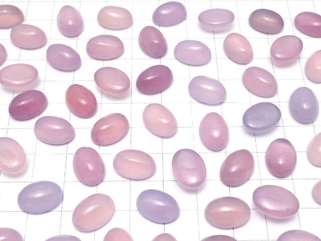 Hochwertiger rosa-lila Chalcedon AAA Oval Cabochon 14x10mm 4 Stück