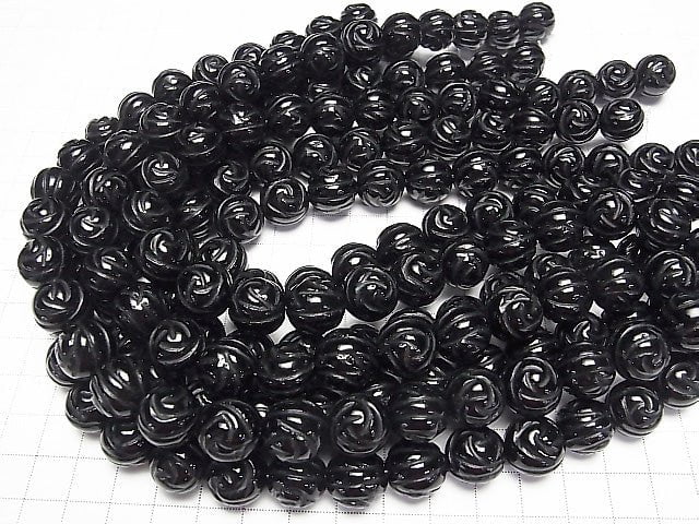 Onyx AAA Round Rose Cut 14mm half or 1strand beads (aprx.15inch/38cm)