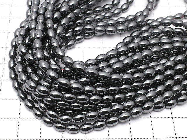 Hematite Rice 6x4mm x4mm 1strand beads (aprx.15inch/36cm)