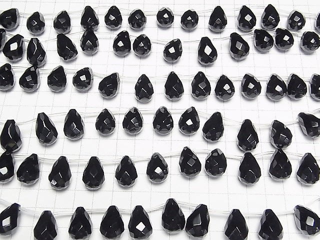 Onyx Drop Faceted Briolette 18x12x12mm half or 1strand beads (aprx.13inch/32cm)