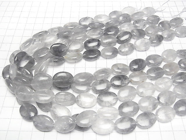 Gray Quartz AA Oval 18x13x6mm half or 1strand beads (aprx.15inch/37cm)