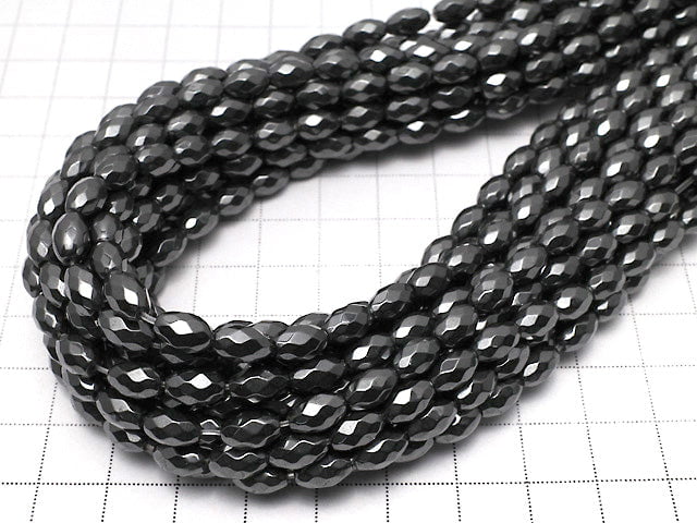 Magnetic! Hematite Faceted Rice 8x5x5mm 1strand beads (aprx.15inch/36cm)