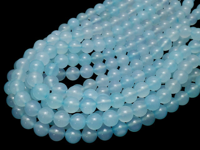 Sea Blue Chalcedony AAA - Round 10mm half or 1-strand beads (approx. 15 inches/36 cm)