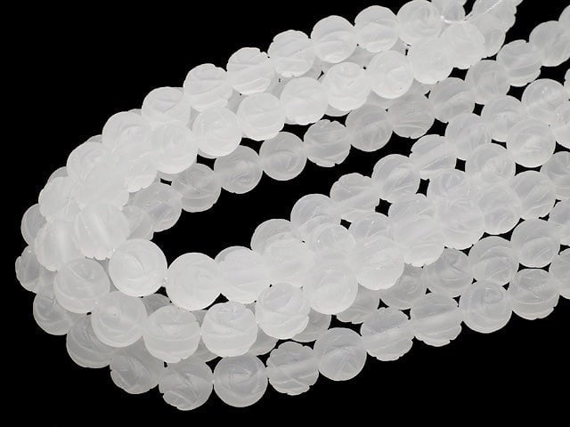 Frosted Crystal Quartz AAA Round Rose Cut 14mm half or 1strand beads (aprx.15inch/37cm)