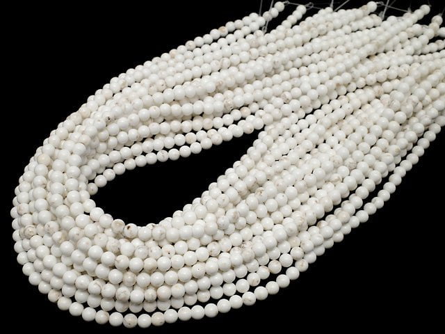 Magnesite Round 4mm 1strand beads (aprx.15inch/37cm)