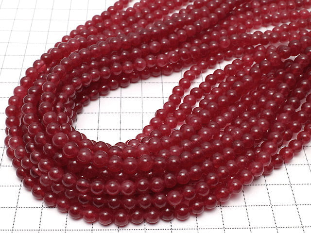 Red color Jade (clear type) Round 6mm 1strand beads (aprx.15inch / 36cm)