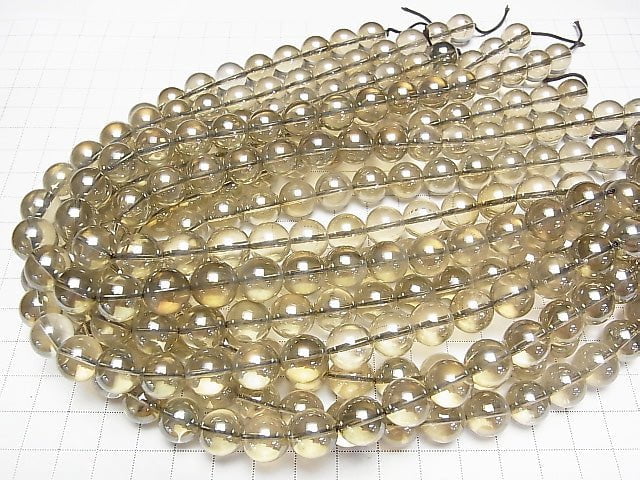 Champagner Aura Runde 12 mm halb oder 1 Strang Perlen (ca. 15 Zoll / 38 cm)
