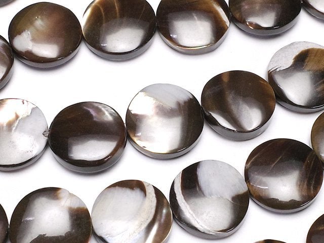 Mother of Pearl MOP Brown Coin 12x12x3mm 1strand beads (aprx.15inch/37cm)