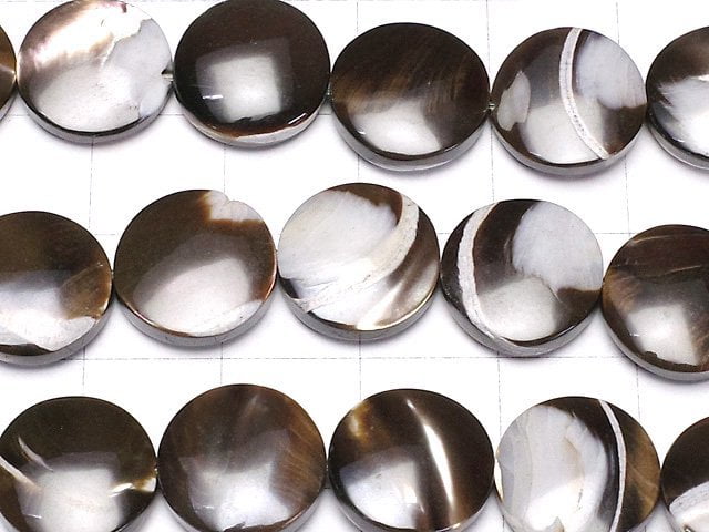 Mother of Pearl MOP Brown Coin 12x12x3mm 1strand beads (aprx.15inch/37cm)