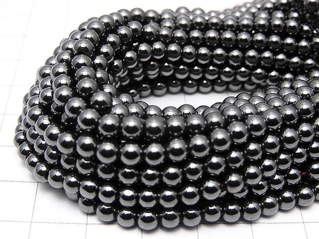 Magnetic! Hematite Round 4mm 1strand beads (aprx.15inch/38cm)