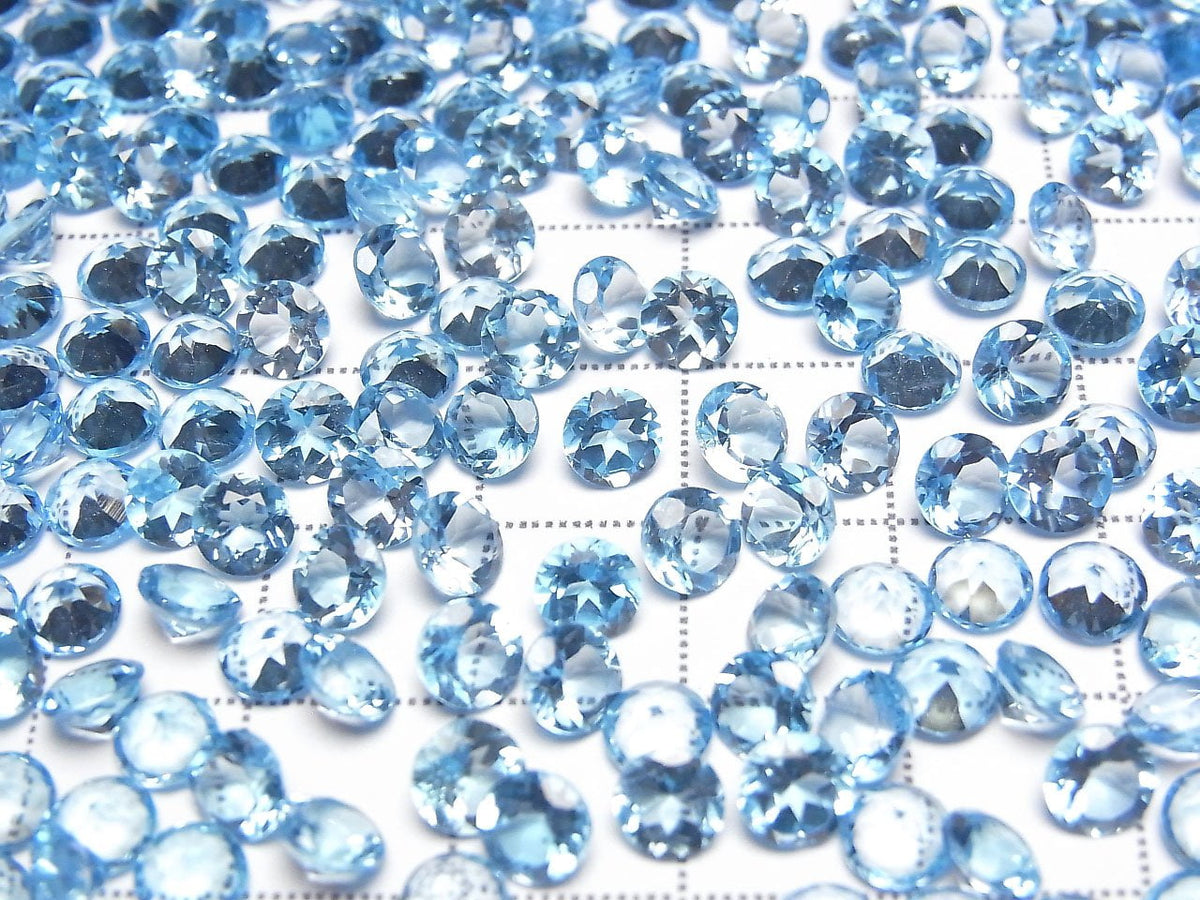高品質瑞士藍拓帕石 AAA 級圓形刻面裸石 5x5mm 5顆