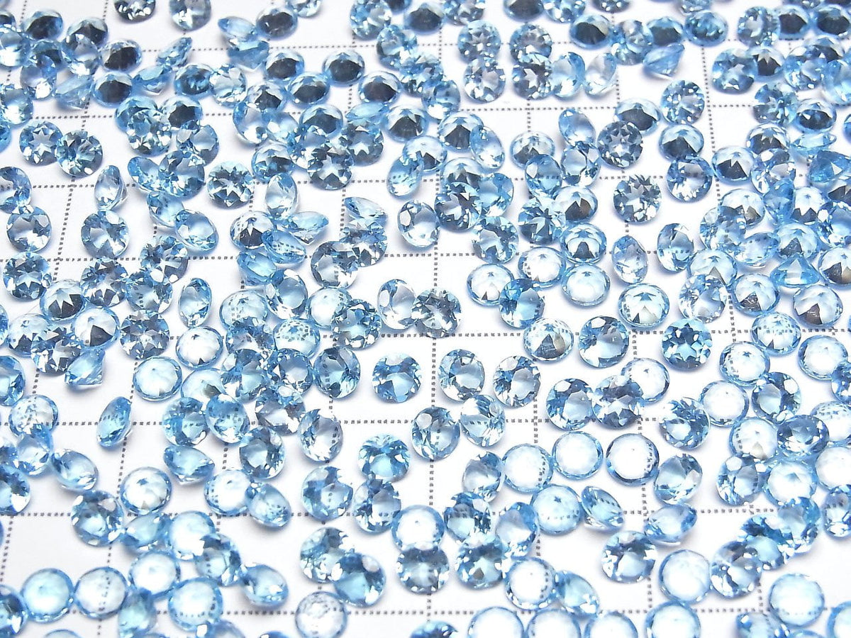 高品質瑞士藍拓帕石 AAA 級圓形刻面裸石 5x5mm 5顆