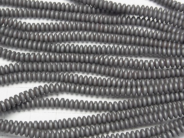 Frosted Hematite Rondelle 4x4x2mm 1strand beads (aprx.15inch/38cm)