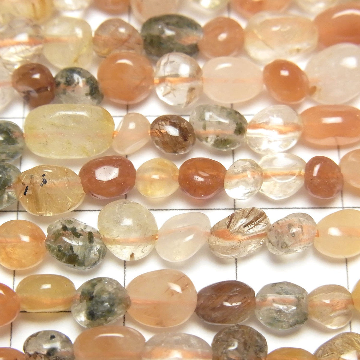 Multicolor Rutilated Quartz AA Small Size Nugget 1strand beads (approx. 14 inches/35 cm)