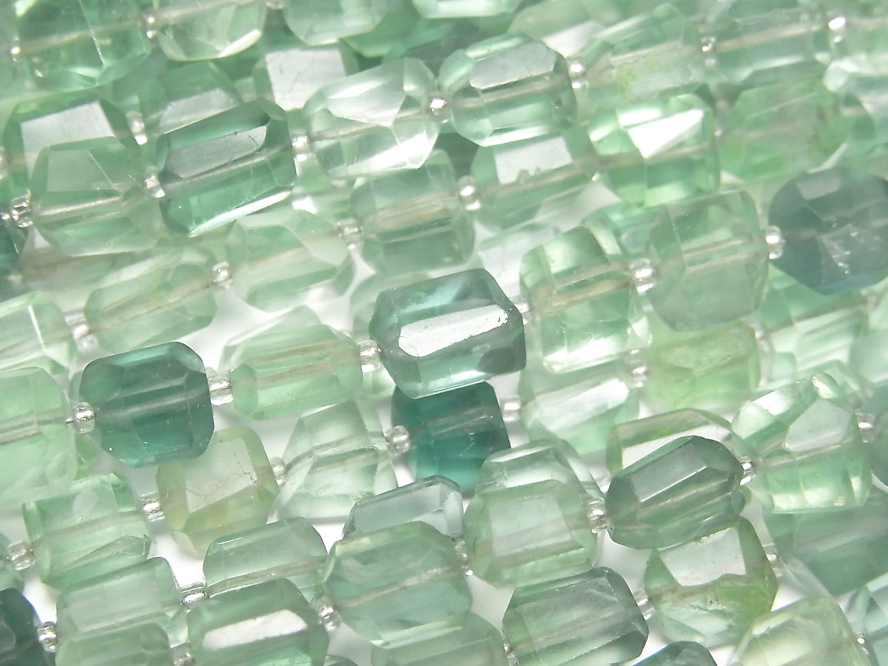 Grüner Fluorit AAA- Facettierter Nugget 1Strang Perlen (ca. 5Zoll/13cm)