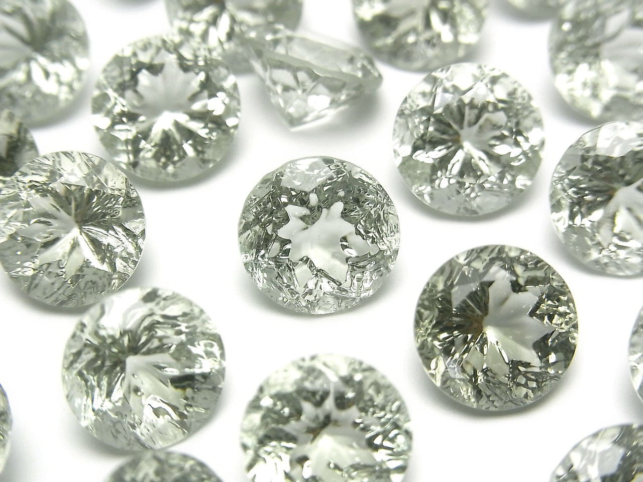高品質綠紫水晶 AAA 裸石雕刻圓形刻面花式 10x10mm 1顆