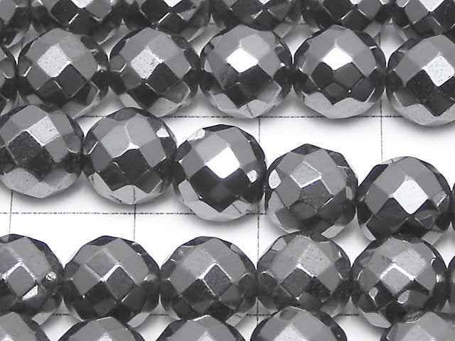 Magnetic! Hematite 64Faceted Round 8mm 1strand beads (aprx.15inch/38cm)