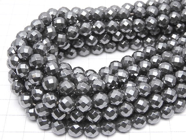 Magnetic! Hematite 64Faceted Round 8mm 1strand beads (aprx.15inch/38cm)