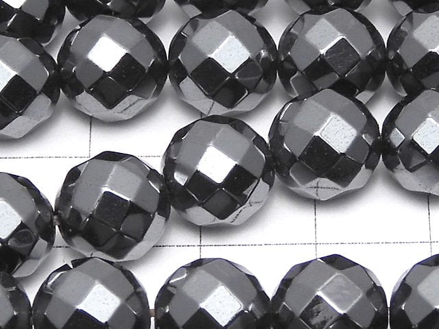 Magnetic! Hematite 64Faceted Round 10mm 1strand beads (aprx.15inch/38cm)