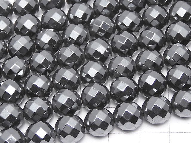 Magnetic! Hematite 64Faceted Round 10mm 1strand beads (aprx.15inch/38cm)