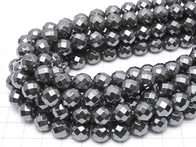 Magnetic! Hematite 64Faceted Round 10mm 1strand beads (aprx.15inch/38cm)