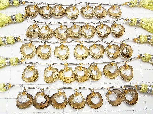 High Quality Lemon Quartz AAA Donut Chestnut Shape 1pc, 1strand beads (7pcs)