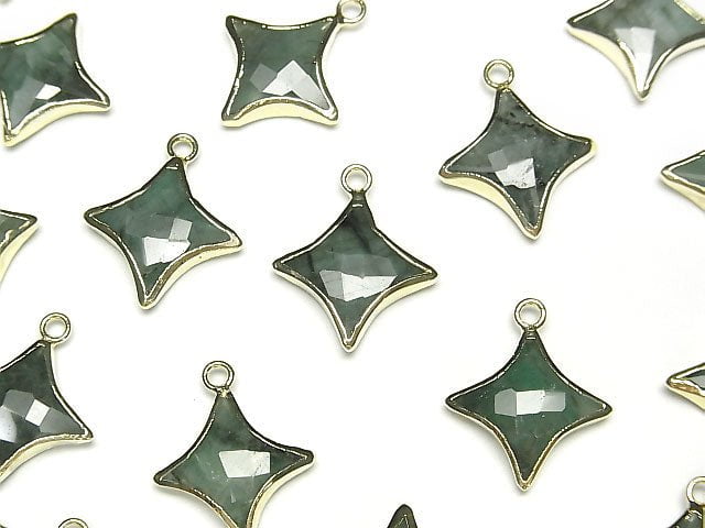 Emerald Sparkle Star Charm Gold color 2pcs
