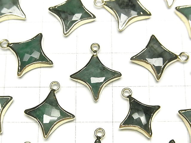 Emerald Sparkle Star Charm Gold color 2pcs