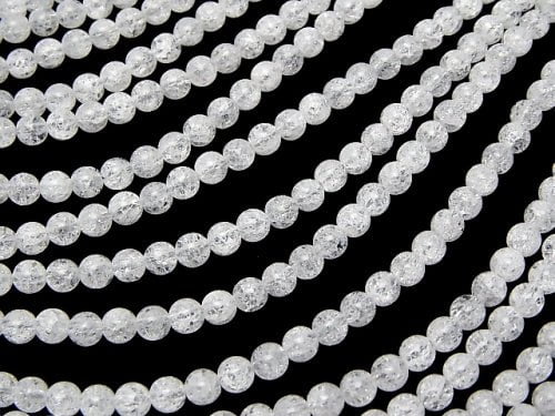 Cracked Crystal Round 4mm NO.2 (many cracks) 1 strand beads (aprx.15inch/38cm)