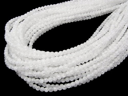 Cracked Crystal Round 4mm NO.2 (many cracks) 1 strand beads (aprx.15inch/38cm)