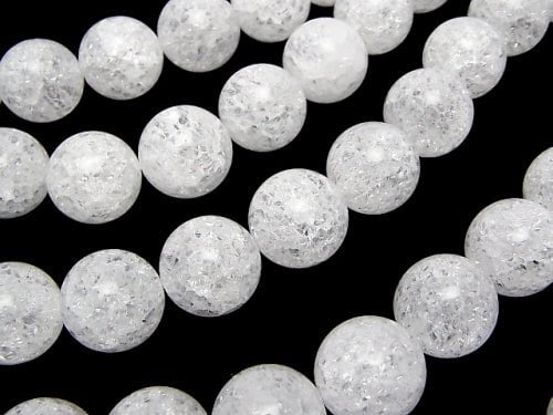 Cracked Crystal Quartz Round 16mm No.2 (many cracks) 1/4 or 1strand beads (aprx.15inch/36cm)
