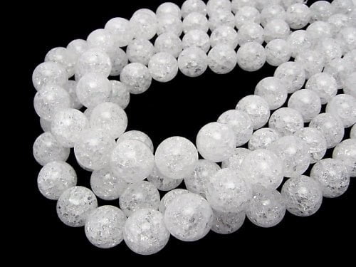 Cracked Crystal Quartz Round 16mm No.2 (many cracks) 1/4 or 1strand beads (aprx.15inch/36cm)