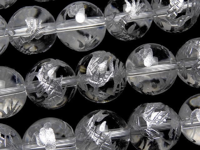 Silver! Carved Dragon (Four Divine Beasts)! Crystal Quartz AAA Round 10,12,14,16mm 1/4 or 1strand