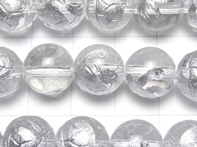 Silver! Turtle (Four Divine Beasts) Carved! Crystal Quartz AAA Round 10,12,14,16mm 1/4 or 1strand