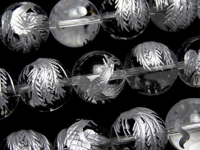 Carving, Crystal Quartz, Round Gemstone Beads
