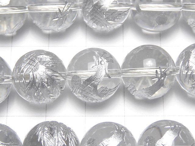 Silver! Phoenix (Four Divine Beasts) Carved! Crystal Quartz AAA Round 10,12,14,16mm 1/4 or 1strand