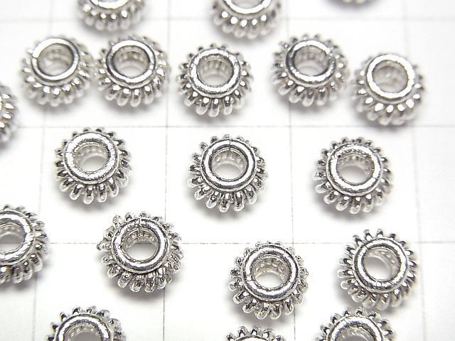 Copper Rondelle 6x6x4mm Rope Pattern Silver half or 1strand beads (aprx.7inch/18cm)