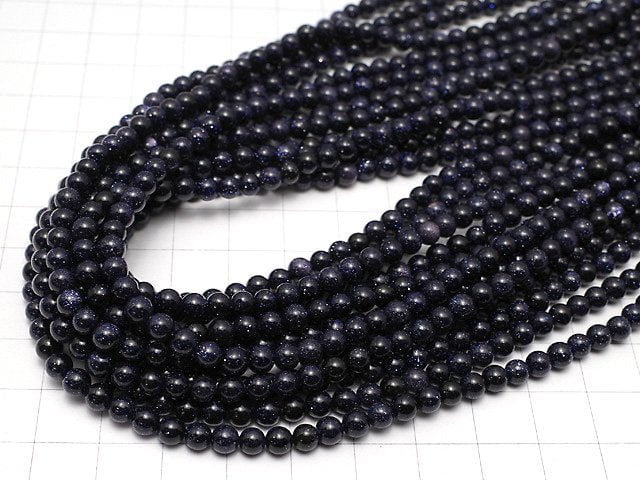 Blue Golden Sand Stone Round 4mm 1strand beads (aprx.15inch/37cm)