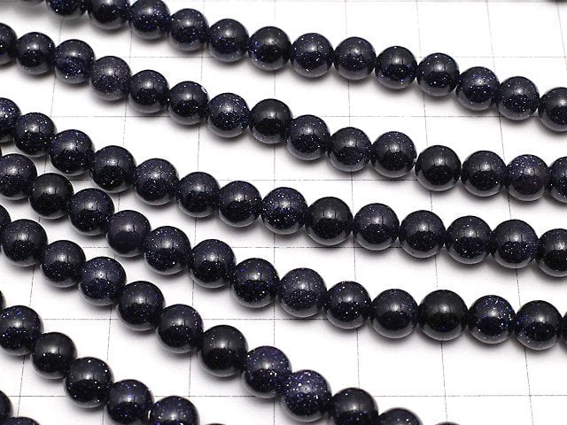 Blue Golden Sand Stone Round 6mm 1strand beads (aprx.15inch/36cm)