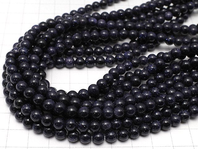 Blue Golden Sand Stone Round 6mm 1strand beads (aprx.15inch/36cm)