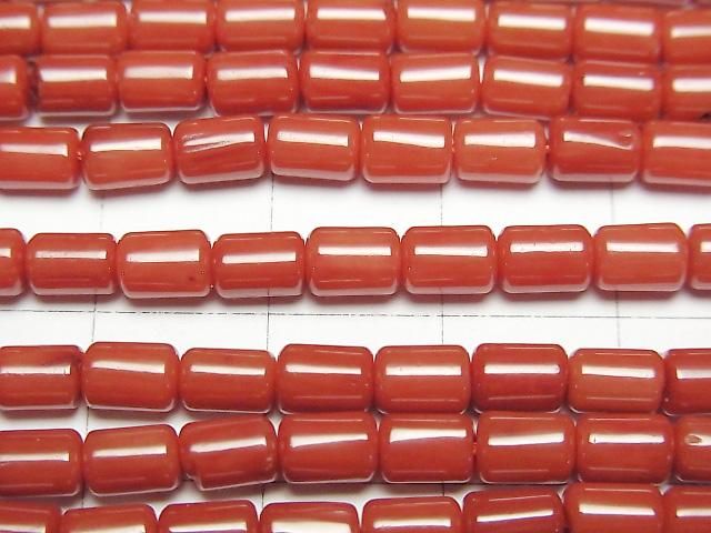 Red Coral (Dyed) Tube 5x4x4mm 1strand beads (aprx.15inch/37cm)