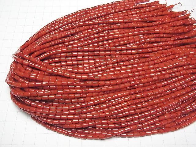 Rote Koralle (gefärbt) Tube 5x4x4mm 1 Strang Perlen (ca. 15 Zoll/37cm)