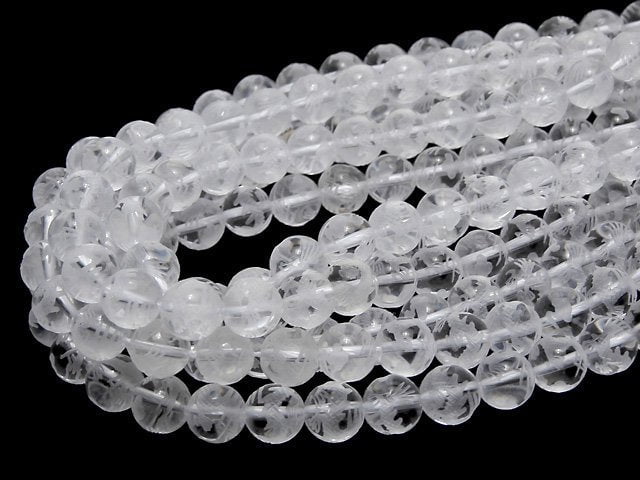 Carved by Dragon (Four Divine Beasts)! Crystal Quartz AAA Round 10mm,12mm,14mm,16mm 1/4 or 1strand