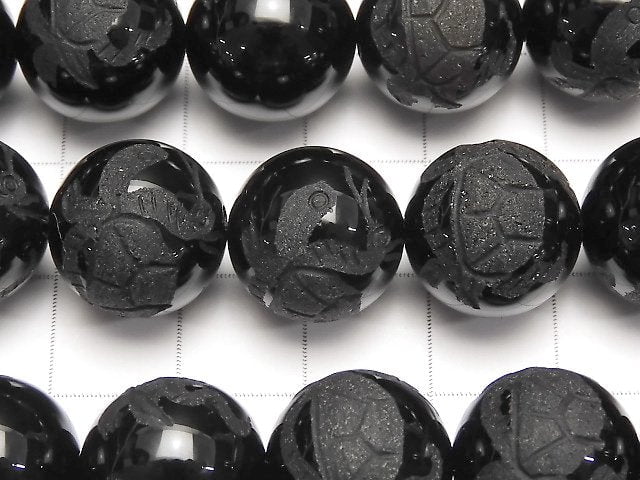 Turtle (Four Divine Beasts) Carved! Onyx AAA Round 10mm, 12mm, 14mm, 16mm half or 1strand