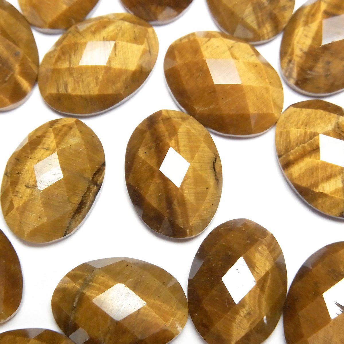 Œil de Tigre Jaune AAA Ovale Facetté Cabochon 14x10mm 2pcs