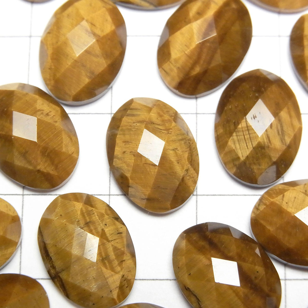 Œil de Tigre Jaune AAA Ovale Facetté Cabochon 14x10mm 2pcs