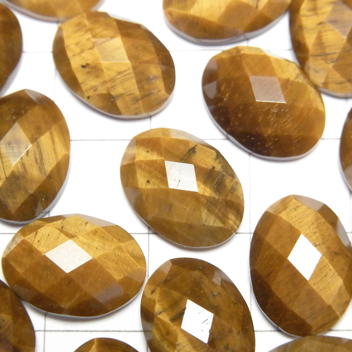 Œil de Tigre Jaune AAA Ovale Facetté Cabochon 14x10mm 2pcs