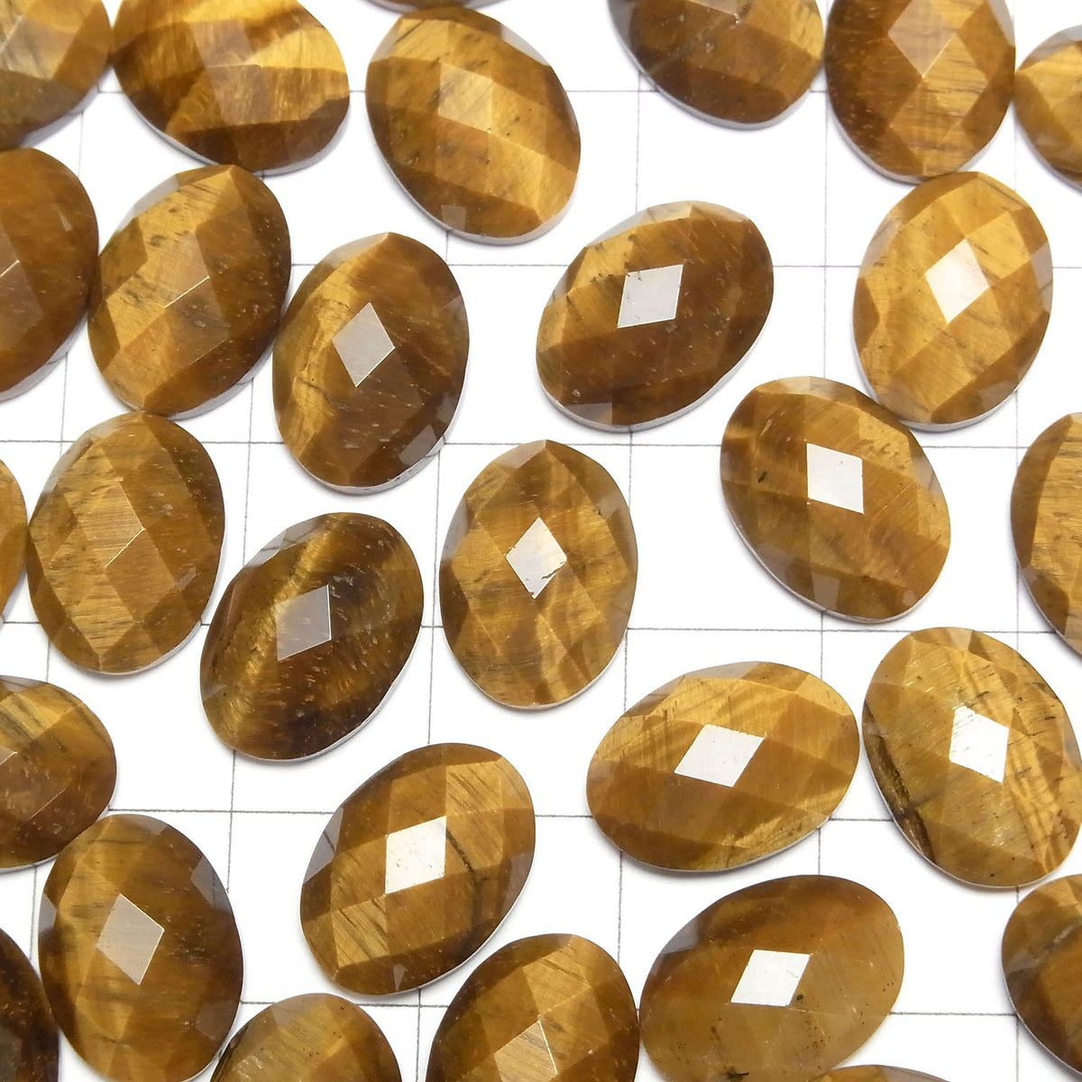 Œil de Tigre Jaune AAA Ovale Facetté Cabochon 14x10mm 2pcs